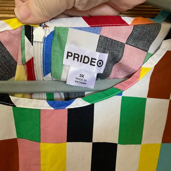 Target Pride Collection Multicolor Geometric Checker Print Cotton Dress 3X artsy - Picture 4 of 7
